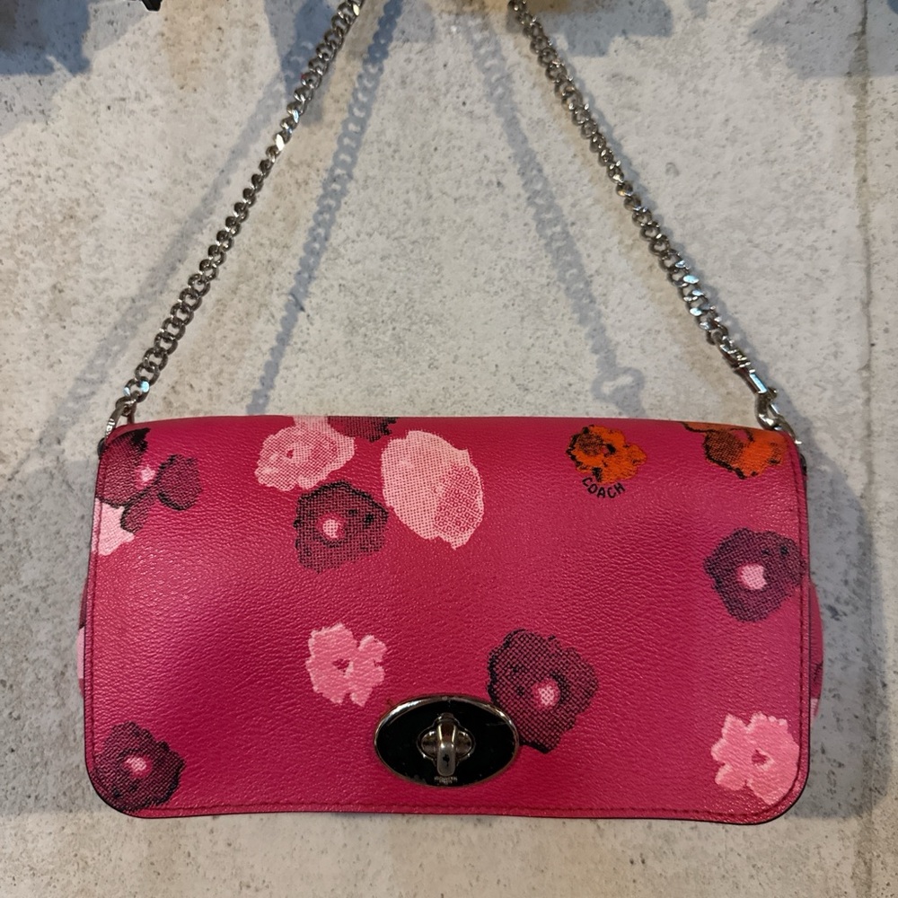 Coach Pink Floral Ruby Mini Chain Bag